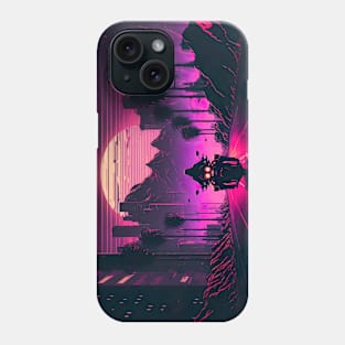 Lonely Biker Riding Into The Synthwave Sunset Phone Case