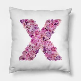 Pink Floral Letter X Pillow