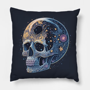 Skull in The Night Sky Pillow