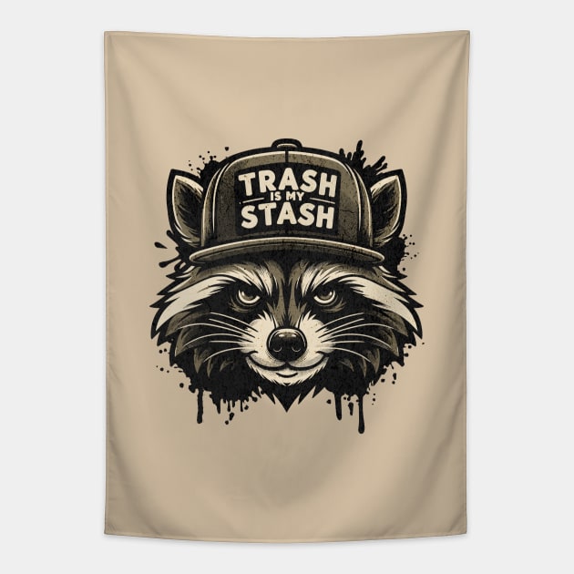 Live Fast Eat Trash Do Crime - Funny Raccoon Gangster Graffiti Tapestry by Lunatic Bear