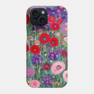 Red Purple Pink and White Flowers in a Garden Phone Case