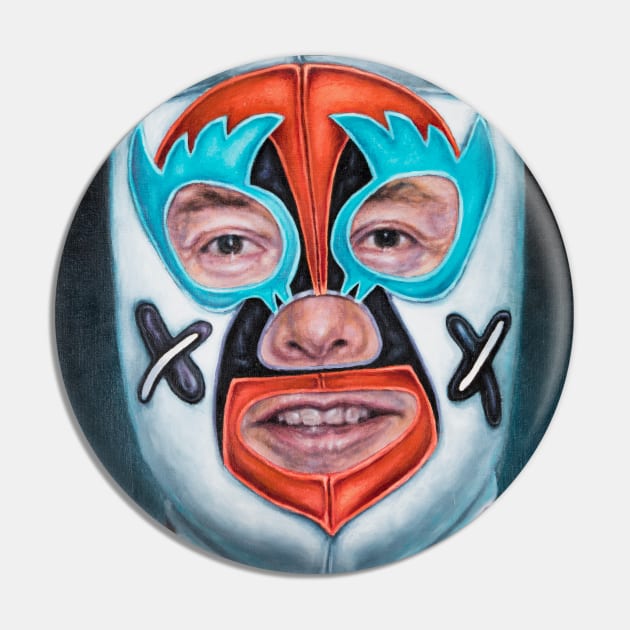 Elon: Wrestling Mask Portrait Pin by Hello1964