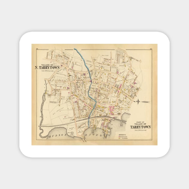 Old Tarrytown NY Map (1881) Vintage Sleepy Hollow New York Atlas Magnet by Bravuramedia