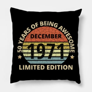 50 Year Old Gifts Vintage 1971 Limited Edition 50th Birthday Pillow