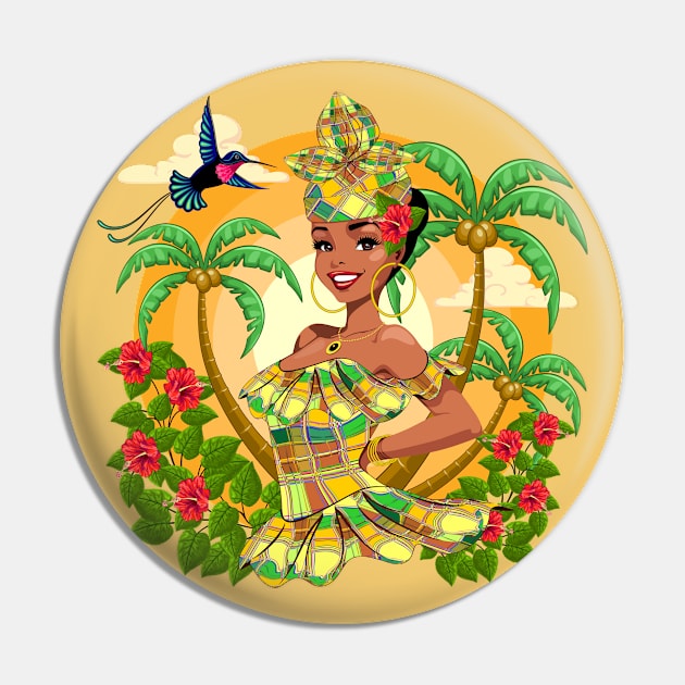 Caribbean girl Beautiful Smile Pin by BluedarkArt