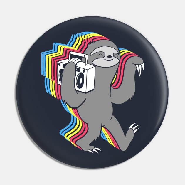 Slow Jams (Boombox Sloth) Pin by robotface