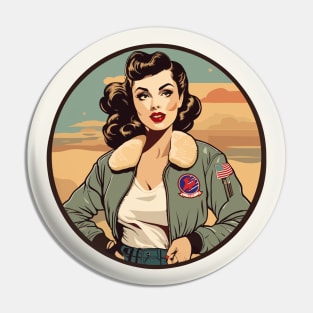 Air Force Dame Fly Girl Bomber Pin Up GIrl Pin