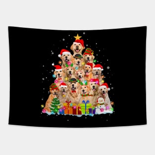 Christmas Pajama Golden Retriever Tree Xmas Dog Dad Mom Tapestry