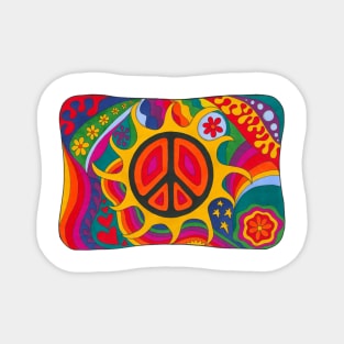 Psychedelic Flaming Peace Magnet