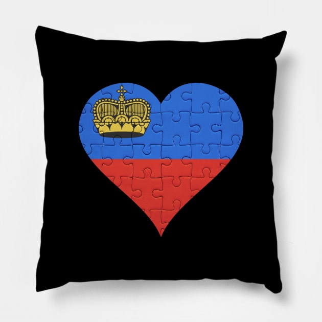 Liechtensteiner Jigsaw Puzzle Heart Design - Gift for Liechtensteiner With Liechtenstein Roots Pillow by Country Flags