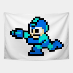 Retro Mega Man Shooting Sprite Tapestry