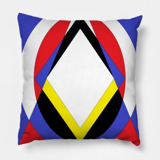 black white red blue yellow circles and triangles Pillow