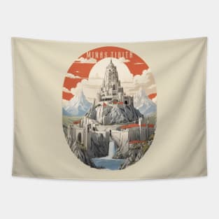 Retro Design Minas Tirith Tapestry