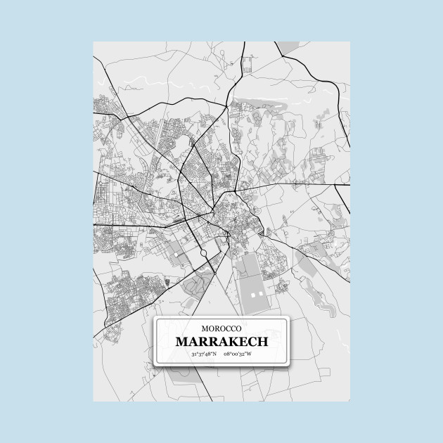 Disover Marrakech Morocco City Map with GPS Coordinates - Marrakech Morocco - T-Shirt