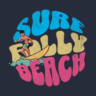 Surf Folly Beach South Carolina Vintage Surfboard T-Shirt