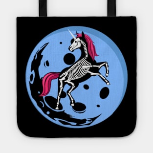 Halloween unicorn skeleton over a moon Tote