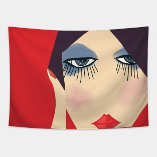 Long Lashes, Red Lips Tapestry