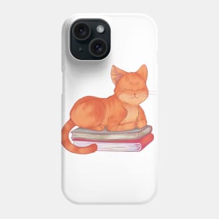 Cat Sleeping on Books Phone Case