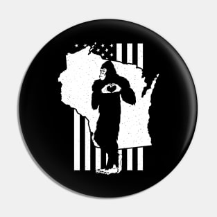 Wisconsin Bigfoot American Flag Pin