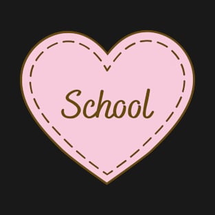 I Love School Simple Heart Design T-Shirt