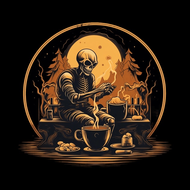 Night Coffee Ritual Skeleton by MetaBrush