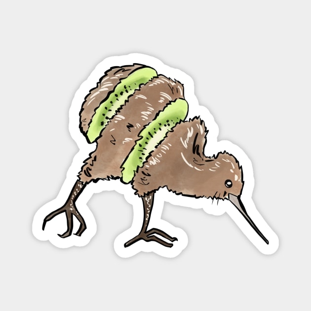 Kiwi bird kiwi fruit animal pun Magnet by TheDoodlemancer