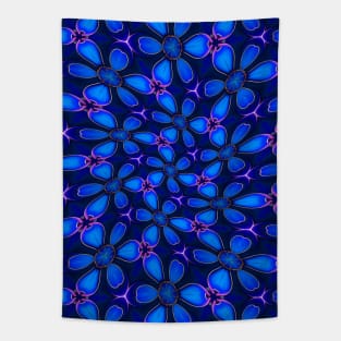 Deep Blue Flower Pattern Tapestry