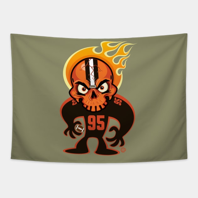 Go Browns SkullyDawg 95 Tapestry by Goin Ape Studios