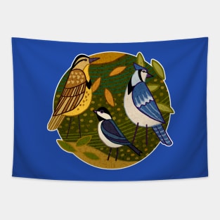 MID-MORNING MODERN BACKYARD Birdies Tapestry