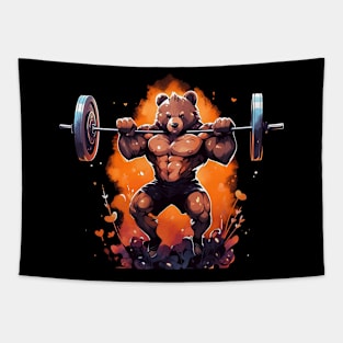 bear lifting weight Tapestry