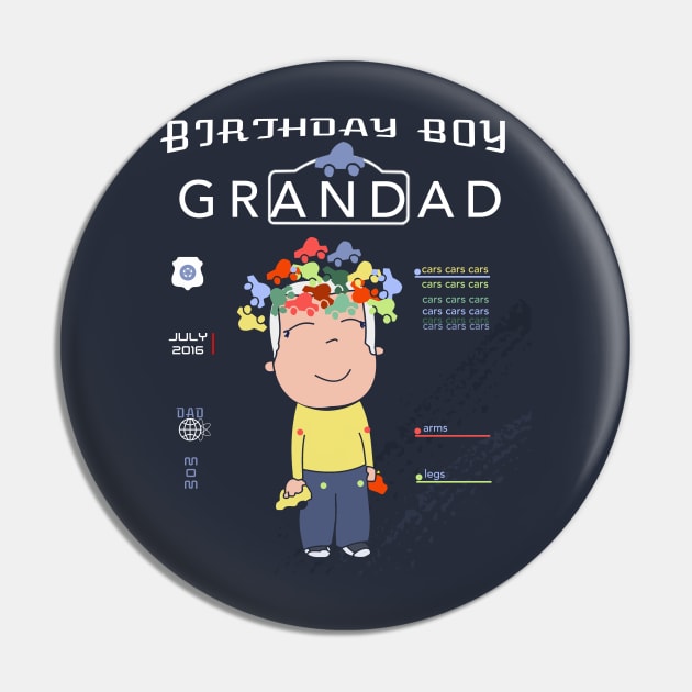 Grandad of the Birthday Boy T-Shirt - Matching "Birthday Boy Cars Cars Cars" T-Shirt Pin by Luli and Liza