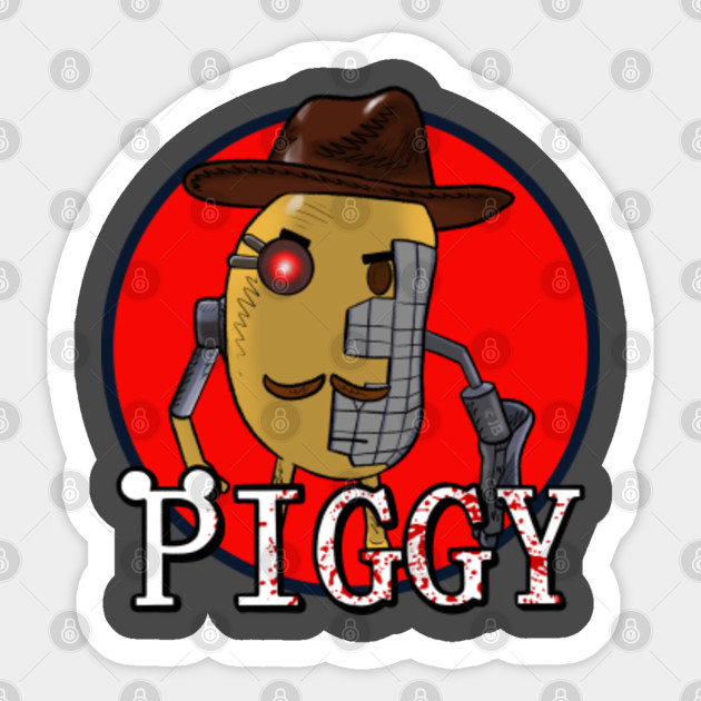 Mr P Logo Piggy Roblox Sticker Teepublic - roblox logo sticker