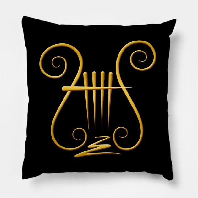 Golden Lyre Pillow by sifis