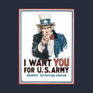 Vintage Patriotic Uncle Sam I Want YOU for US Army WWI Recruiting Poster Art T-Shirt