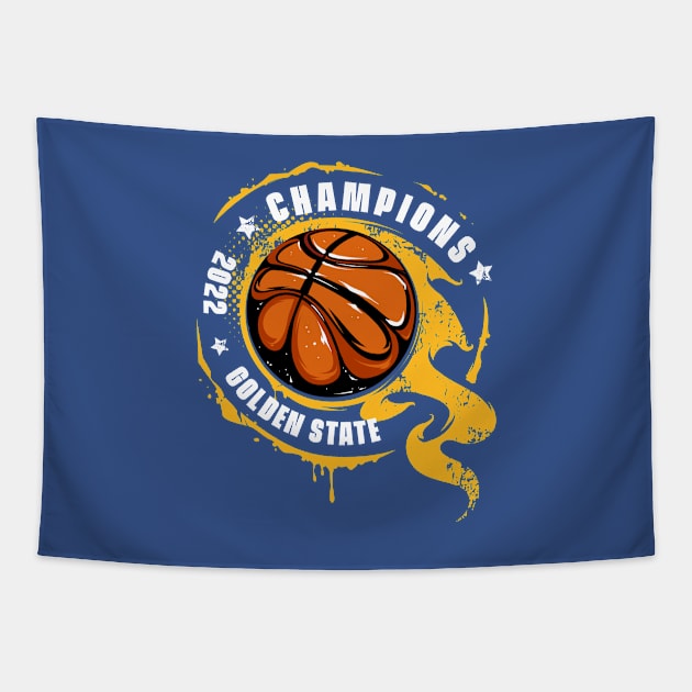 Champions 2022 Golden State Basketball Tapestry by Genie Designs