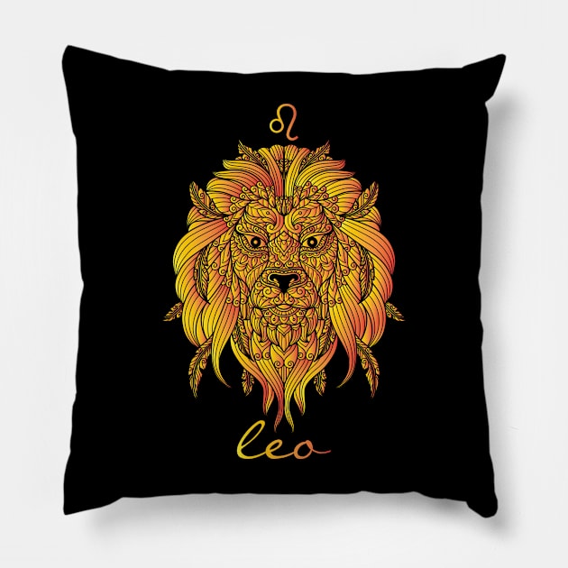 Leo Zodiac Pillow by Moon Phase Design