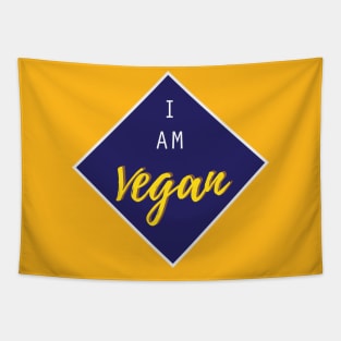 I am vegan blue badge Tapestry