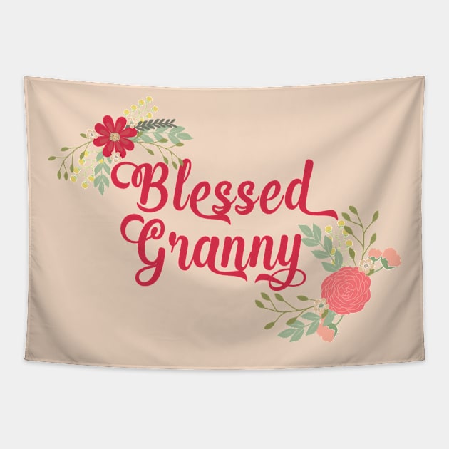 Blessed Granny Floral Christian Grandma Art Tapestry by g14u