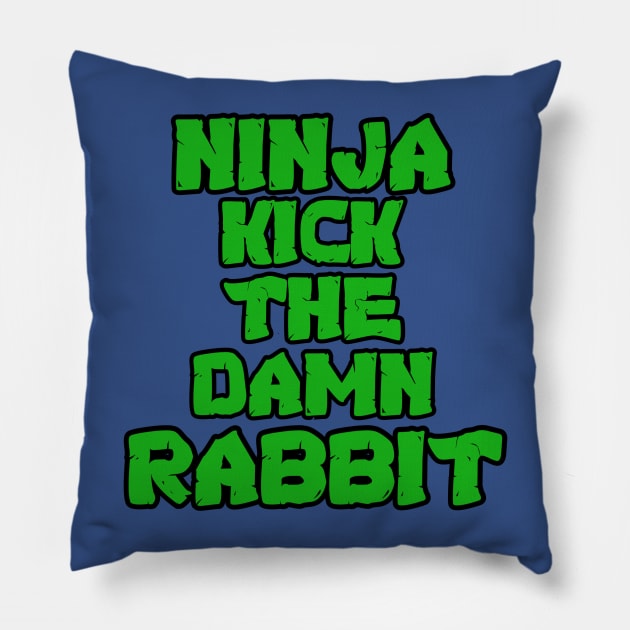 Ninja Kick the Rabbit Pillow by LefTEE Designs