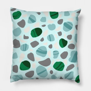 Abstract Graphic Viridian Green and Aqua Blue Stones Art image GC-119-5 Pillow