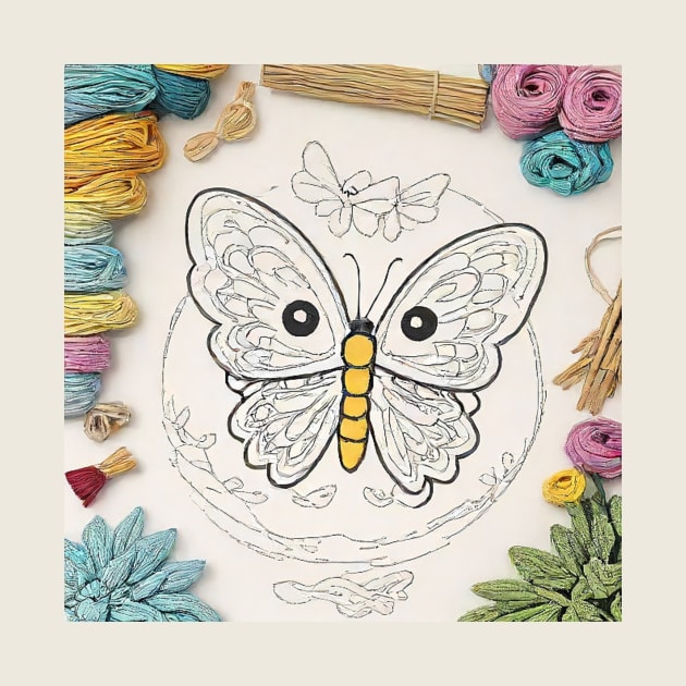 Butterfly Needlework Creation by Dreamy Canvas Art