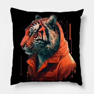 Pop Culture Tiger Wearing Hoodie Pillow