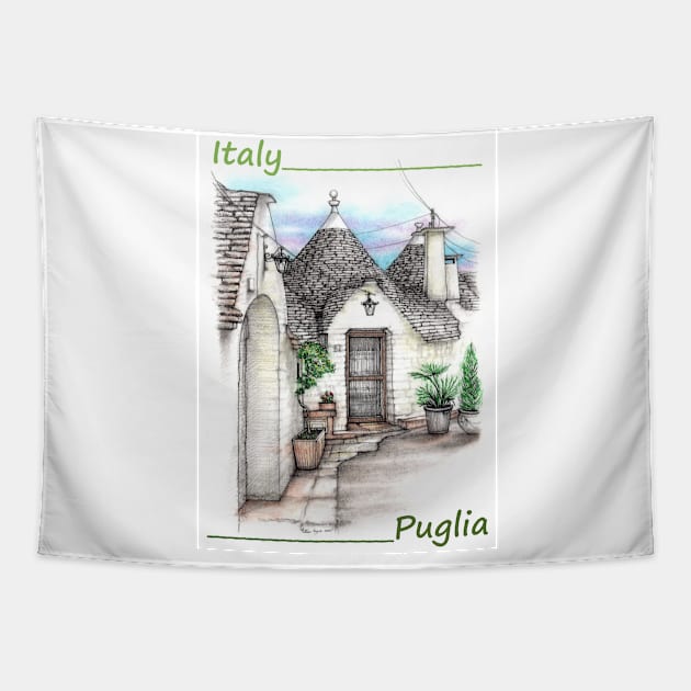 Italy, Puglia, Alberobello Tapestry by manisketcher