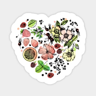 Graphic Plants Fruit Tea Magnet