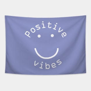 Positive Vibes Smiley Face White Tapestry