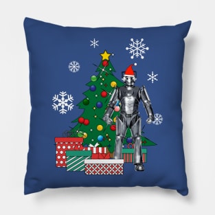 Cyberman Dr Who Around The Christmas Tree Pillow