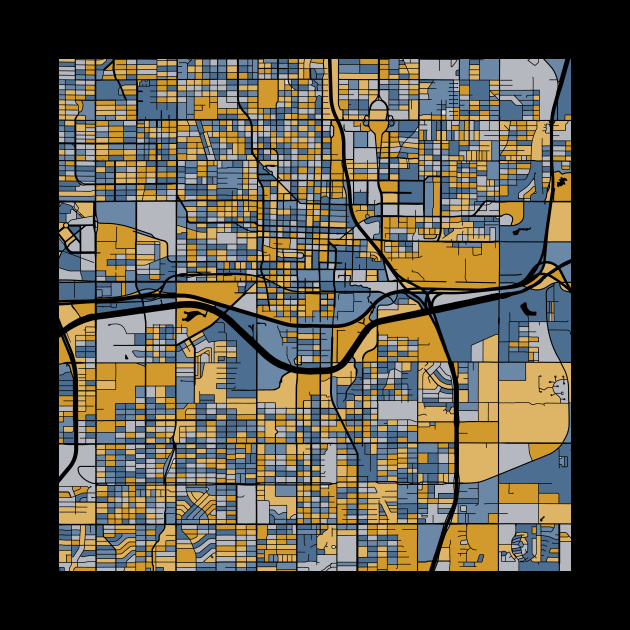 Oklahoma City Map Pattern in Blue & Gold by PatternMaps