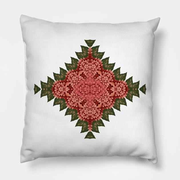 Floral Tropical Mandala On Black Pillow by justrachna