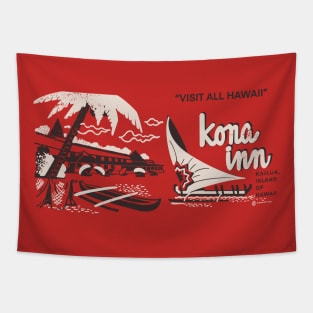 Kona Inn Retro Vintage Hawaii Tiki Resort Tapestry