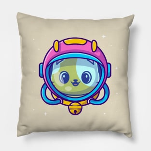 Cute Astronaut Cat Wearing Helmet Cartoon Pillow